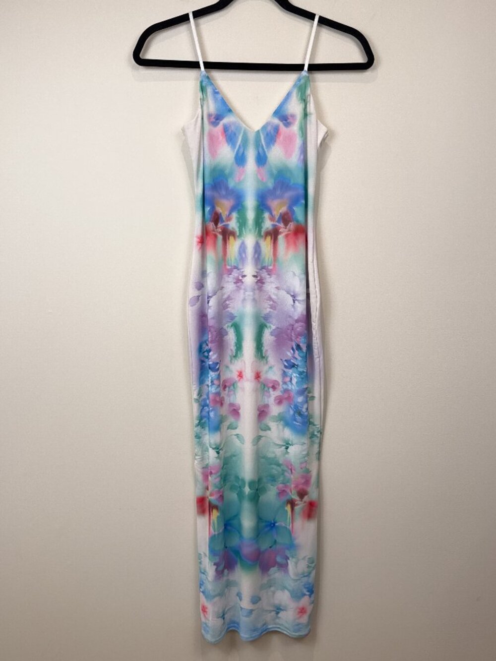 AFRM Womens XS Watercolor Floral Abstract Mesh Slip Maxi Bodycon Dress